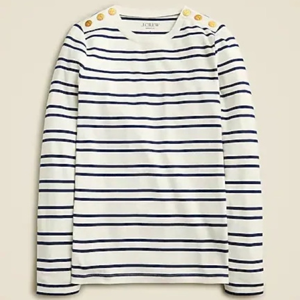 J. Crew Navy and White Striped Shirt